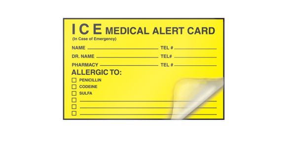 ICE MEDICAL ALERT CARD...