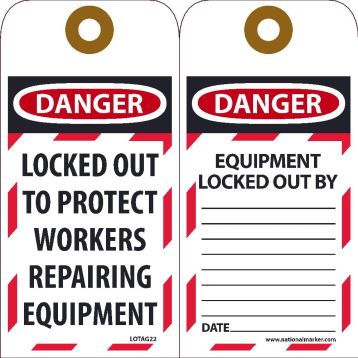 DANGER LOCKED OUT TO PROTECT WORKERS REPAIRING EQUIPMENT TAG
