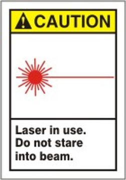 LASER IN USE DO NOT STARE INTO BEAM