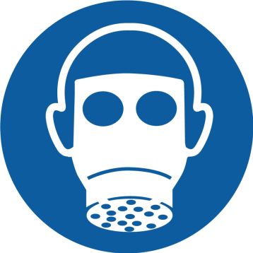 Safety Label, Legend: WEAR RESPIRATORY PROTECTION