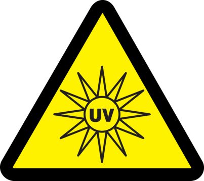 Safety Label, Header: WARNING, Legend: UV HAZARD