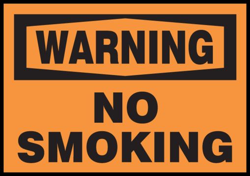 Safety Label, Header: WARNING, Legend: NO SMOKING