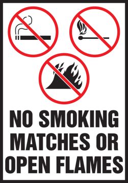NO SMOKING MATCHES OR OPEN FLAMES (W/GRAPHIC)