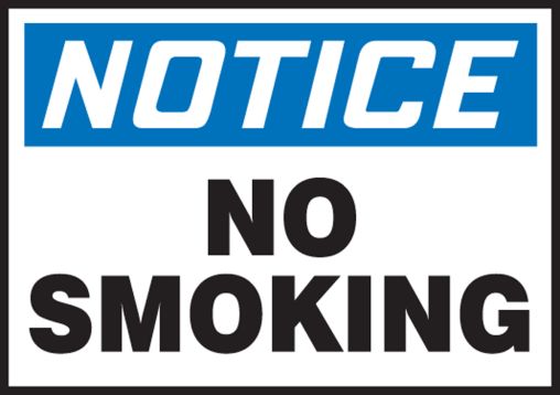 Safety Label, Header: NOTICE, Legend: NO SMOKING