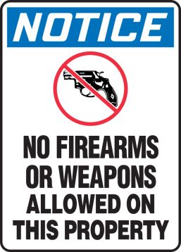 No Firearms Or Weapons Allowed On This Property (w/Graphic)