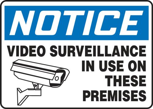 Safety Sign, Header: NOTICE, Legend: NOTICE VIDEO SURVEILLANCE IN USE ON THESE PREMISES (W/GRAPHIC)