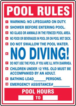 Safety Sign: Pool Rules