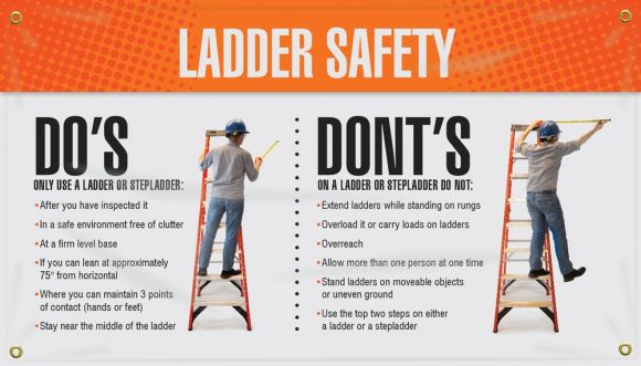 5S Motivational Banner: Ladder Safety Do's - Don'ts