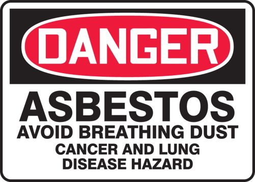 ASBESTOS AVOID BREATHING DUST CANCER AND LUNG DISEASE HAZARD