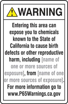 Semi-Custom Prop 65 Environmental Exposure Safety Sign: Reproductive Harm