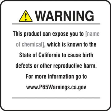 Semi-Custom Prop 65 Consumer Product Exposure Safety Sign: Birth Defects And Reproductive Harm
