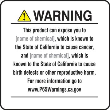 Semi-Custom Prop 65 Consumer Product Exposure Safety Sign: Cancer And Reproductive Harm