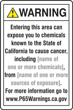 Semi-Custom Prop 65 Safety Sign: Cancer