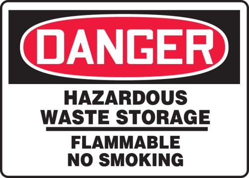 HAZARDOUS WASTE STORAGE FLAMMABLE NO SMOKING
