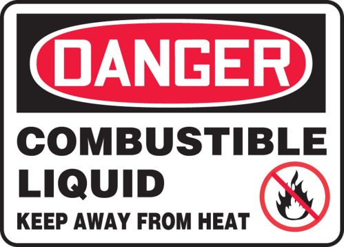 COMBUSTIBLE LIQUID KEEP AWAY FROM HEAT (W/GRAPHIC)