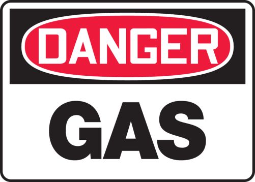 Safety Sign, Header: DANGER, Legend: GAS