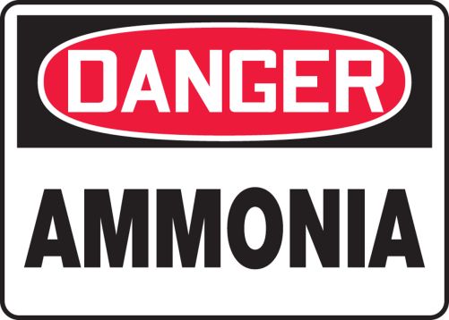 Safety Sign, Header: DANGER, Legend: AMMONIA