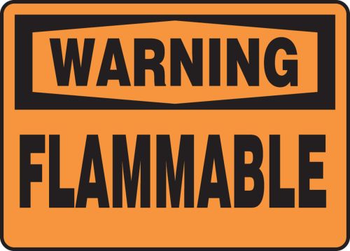Safety Sign, Header: WARNING, Legend: FLAMMABLE