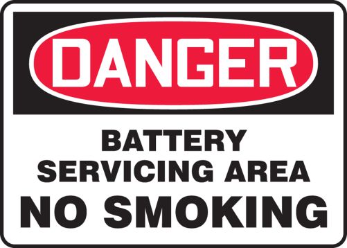 DANGER BATTERY SERVICING AREA NO SMOKING
