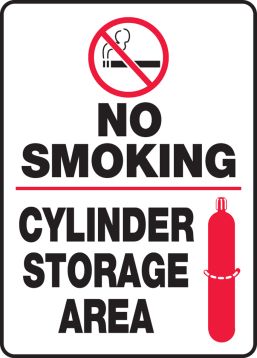 NO SMOKING CYLINDER STORAGE AREA (W/GRAPHIC)