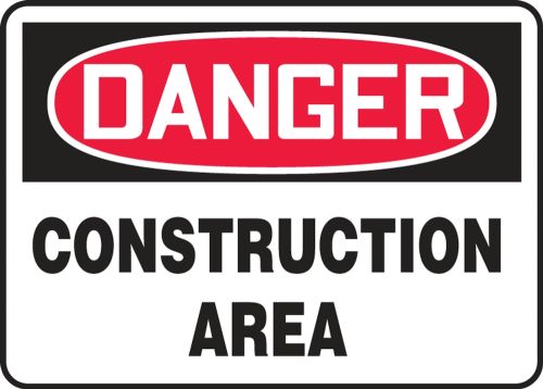 Safety Sign, Header: DANGER, Legend: DANGER CONSTRUCTION AREA