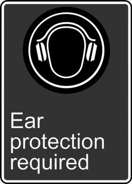 Safety Sign, Legend: EAR PROTECTION REQUIRED (PROTECTION AUDITIVE OBLIGATOIRE)