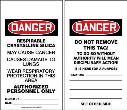 Respirable Crystalline Silica May Cause Cancer - Causes Damage To Lungs - Wear Respiratory Protection In This Area