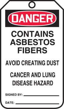 CONTAINS ASBESTOS FIBERS, AVOID CREATING DUST