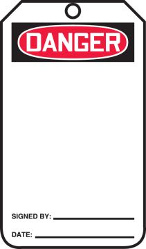 Safety Tag, Header: DANGER, Legend: (BLANK)