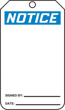Safety Tag, Header: NOTICE, Legend: (BLANK)