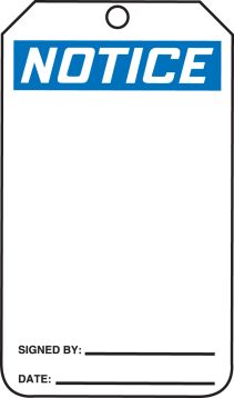 Safety Tag, Header: NOTICE, Legend: (BLANK)