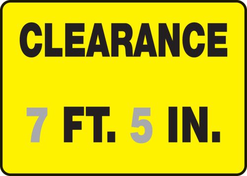 CLEARANCE ___ FT. ___ IN.