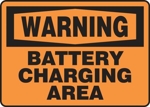 Safety Sign, Header: WARNING, Legend: BATTERY CHARGING AREA