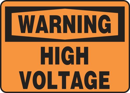 Safety Sign, Header: WARNING, Legend: WARNING HIGH VOLTAGE