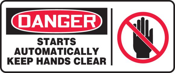 STARTS AUTOMATICALLY KEEP HANDS CLEAR (W/GRAPHIC)