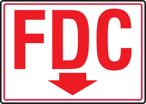 FDC W/ARROW DOWN (RED ON WHITE)