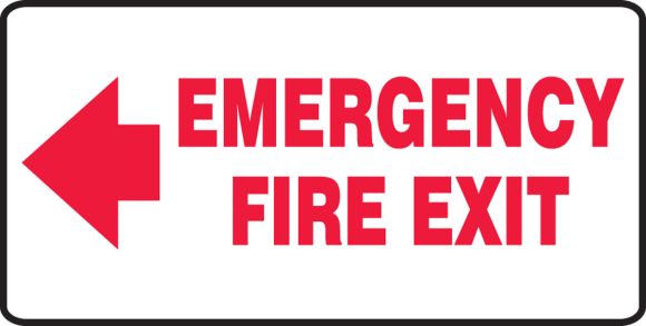 EMERGENCY FIRE EXIT (ARROW LEFT)