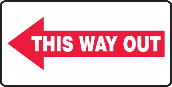 This Way Out (Text In Left Arrow) Safety Sign MEXT538