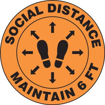 Slip-Gard™ Floor Sign: Social Distance Maintain 6 FT (Footprint image)