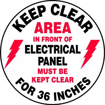 Plant & Facility, Legend: KEEP CLEAR AREA IN FRONT OF ELECTRICAL PANEL MUST BE KEPT CLEAR FOR 36 INCHES