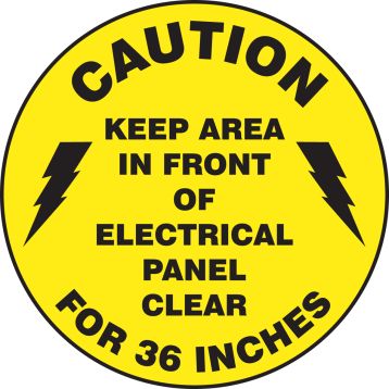 Plant & Facility, Legend: CAUTION KEEP AREA IN FRONT OF ELECTRIAL PANEL CLEAR FOR 36 INCHES