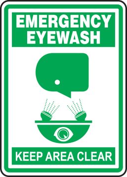 EMERGENCY EYEWASH KEEP AREA CLEAR (W/GRAPHIC)