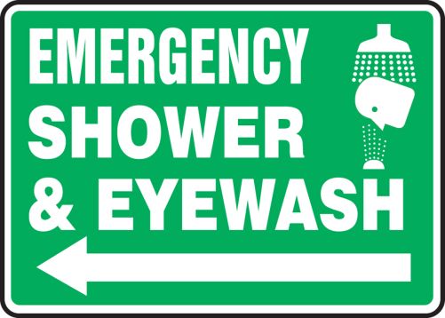EMERGENCY SHOWER & EYE WASH (W/GRAPHIC) (ARROW LEFT)