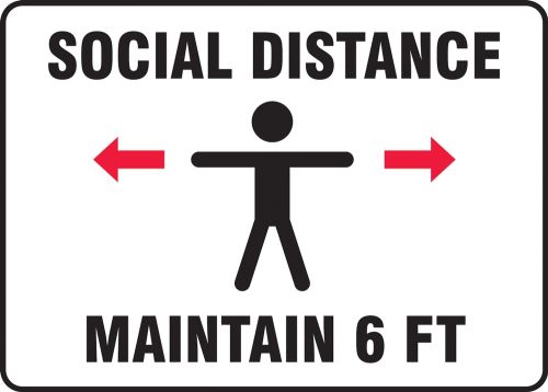 Safety Sign: Social Distance Maintain 6 FT (One person image)