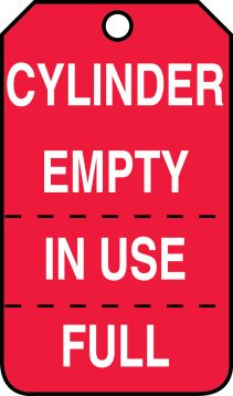 Safety Tag, Legend: CYLINDER EMPTY IN USE/FULL