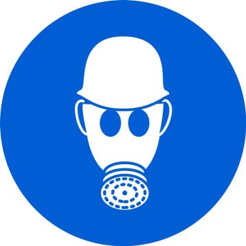 Safety Sign, Legend: (WEAR RESPIRATORY & HEAD PROTECTION)