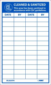 CLEANED & SANITIZED RECORD KEEPING LABEL