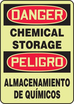 DANGER CHEMICAL STORAGE (BILINGUAL) (GLOW)