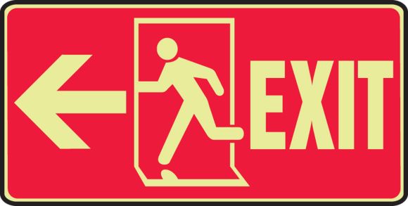 EXIT (W/GRAPHIC) (ARROW LEFT) (GLOW)