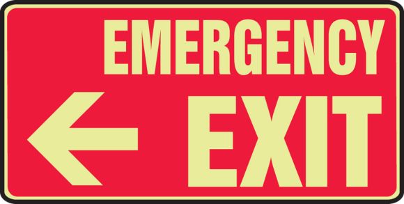 EMERGENCY EXIT (ARROW LEFT) (GLOW)